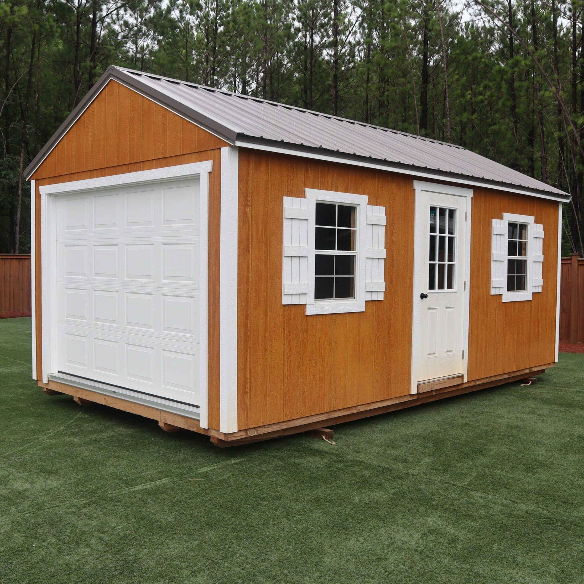 OutdoorOptions Eatonton Georgia 31024 12x20 WoodWhite Garage 5 Storage For Your Life Outdoor Options
