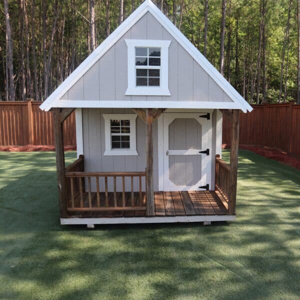OutdoorOptions Eatonton Georgia 31024 8x12 GreyWhite Playhouse 2 scaled Storage For Your Life Outdoor Options Sheds