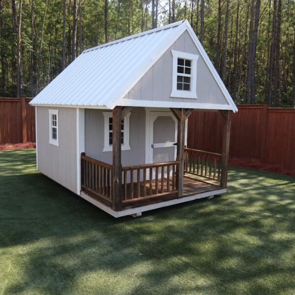 OutdoorOptions Eatonton Georgia 31024 8x12 GreyWhite Playhouse 3 scaled Storage For Your Life Outdoor Options Sheds