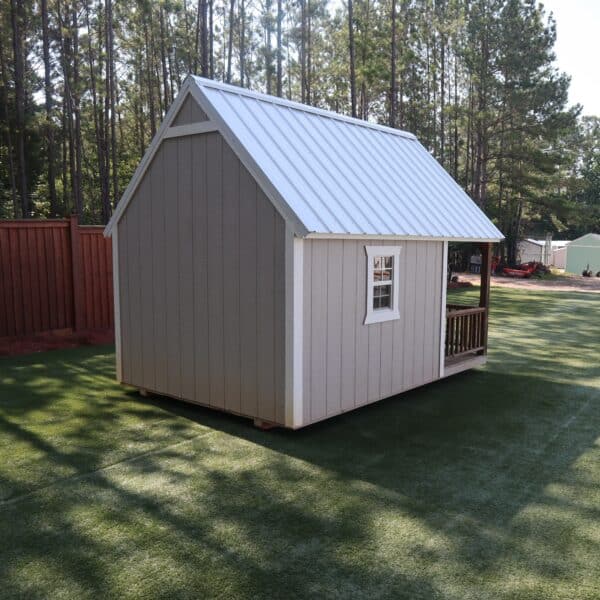 OutdoorOptions Eatonton Georgia 31024 8x12 GreyWhite Playhouse 5 scaled Storage For Your Life Outdoor Options Sheds