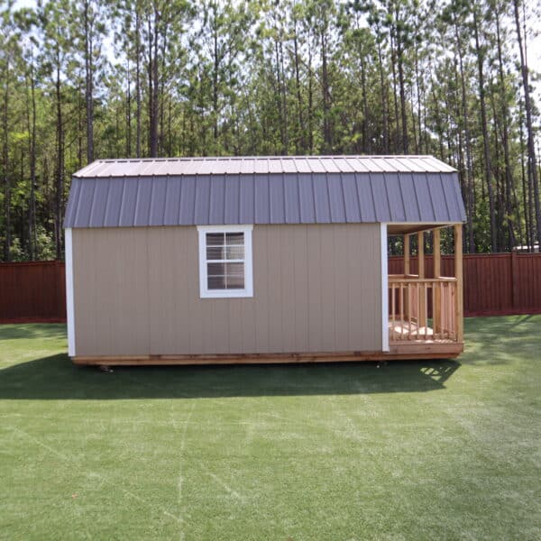 OutdoorOptions Eatonton Georgia 31024 12x20 BeigeGray LoftedCabin 6 scaled Storage For Your Life Outdoor Options Sheds
