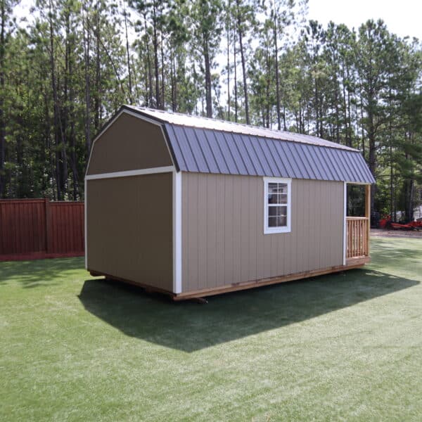 OutdoorOptions Eatonton Georgia 31024 12x20 BeigeGray LoftedCabin 7 scaled Storage For Your Life Outdoor Options Sheds