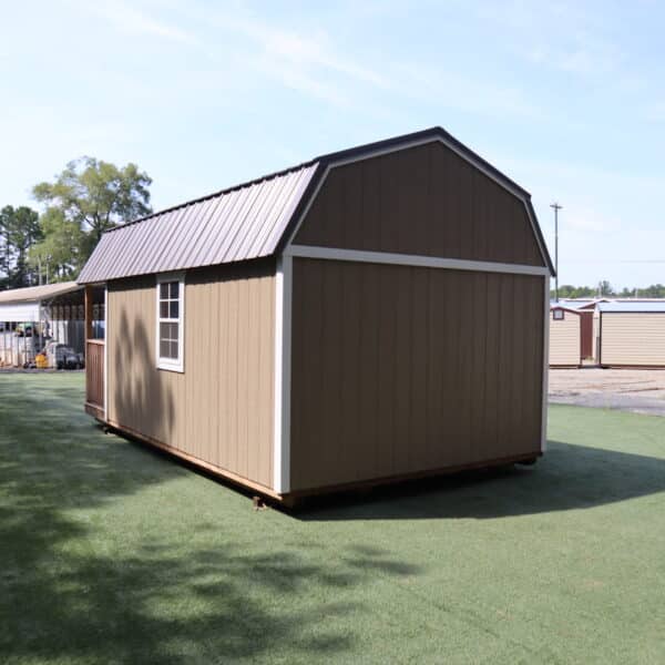 OutdoorOptions Eatonton Georgia 31024 12x20 BeigeGray LoftedCabin 9 scaled Storage For Your Life Outdoor Options Sheds