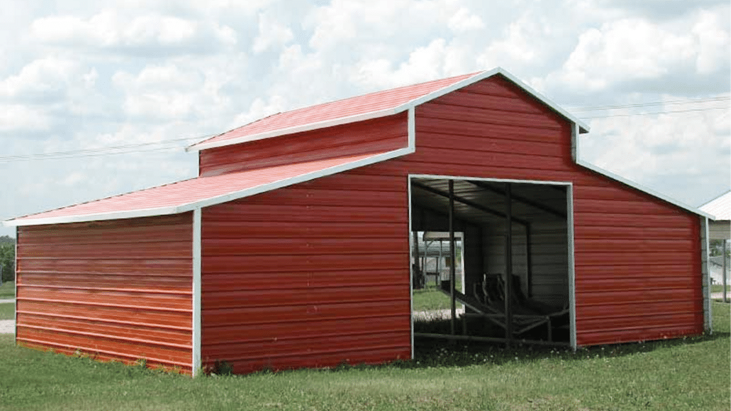 Custom carports and Red Metal Barn from Outdoor Options In Eatonton Georgia