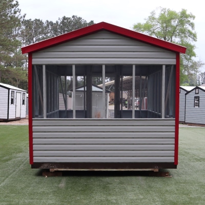 OutdoorOptions Eatonton 10x16GreyRedScreen 5 Storage For Your Life Outdoor Options Sheds