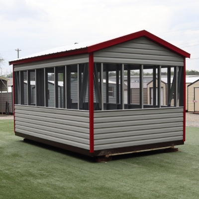 OutdoorOptions Eatonton 10x16GreyRedScreen 6 Storage For Your Life Outdoor Options Sheds
