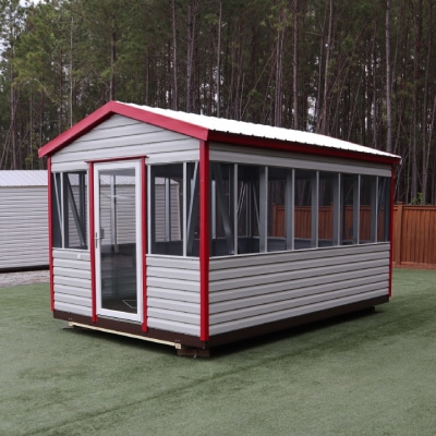 OutdoorOptions Eatonton 10x16GreyRedScreen 8 Storage For Your Life Outdoor Options Sheds