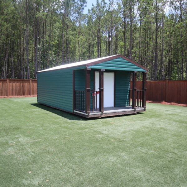 OutdoorOptions Eatonton Ga 31024 12x24 GreenBrown Cabin 8 scaled Storage For Your Life Outdoor Options Sheds