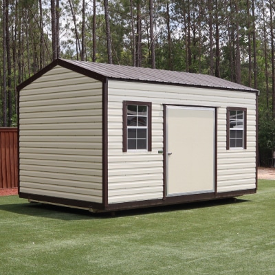 OutdoorOptions Eatonton GA 10x16 CreamBrown 7 Storage For Your Life Outdoor Options Sheds
