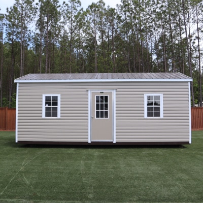 OutdoorOptions Eatonton GA 12x24Shed ClayWhite 1 Storage For Your Life Outdoor Options Sheds