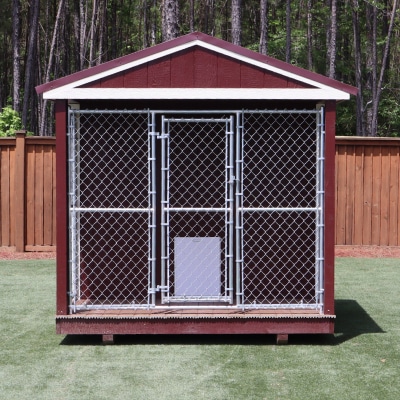 OutdoorOptions Eatonton GA 8x8DogKennel RedWhite 1 Storage For Your Life Outdoor Options Animal Buildings