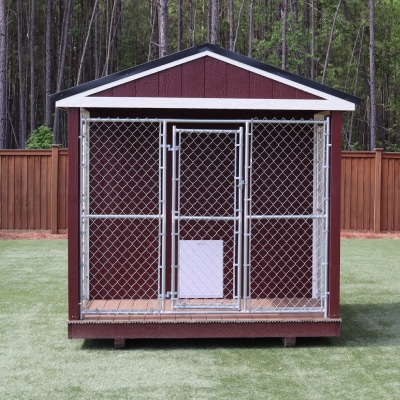 OutdoorOptions Eatonton GA 8x8DogKennel RedWhite 2 1 Storage For Your Life Outdoor Options Animal Buildings
