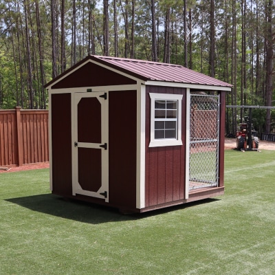 OutdoorOptions Eatonton GA 8x8DogKennel RedWhite 3 Storage For Your Life Outdoor Options Animal Buildings