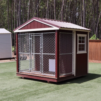 OutdoorOptions Eatonton GA 8x8DogKennel RedWhite 5 Storage For Your Life Outdoor Options Animal Buildings