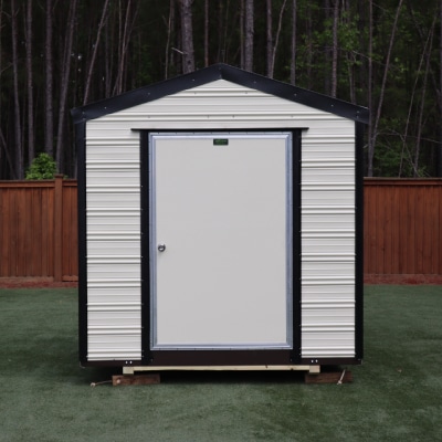 OutdoorOptions Eatonton GA 8x8Shed CreamBlack 1 Storage For Your Life Outdoor Options Sheds