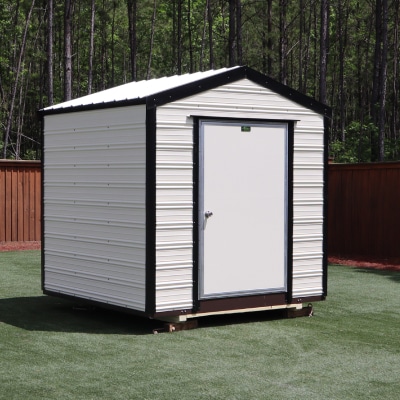 OutdoorOptions Eatonton GA 8x8Shed CreamBlack 2 Storage For Your Life Outdoor Options Sheds