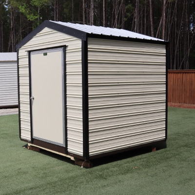 OutdoorOptions Eatonton GA 8x8Shed CreamBlack 6 Storage For Your Life Outdoor Options Sheds