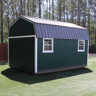 OutdoorOptions Eatonton Ga Barn GreenWhite 4 Storage For Your Life Outdoor Options Sheds