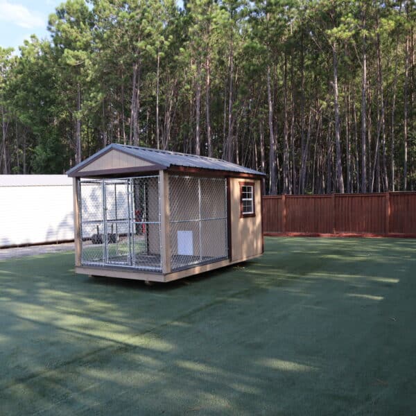 OutdoorOptions Eatonton Georgia 31024 8X14 CreamBrown DogKennel 3 Storage For Your Life Outdoor Options Sheds
