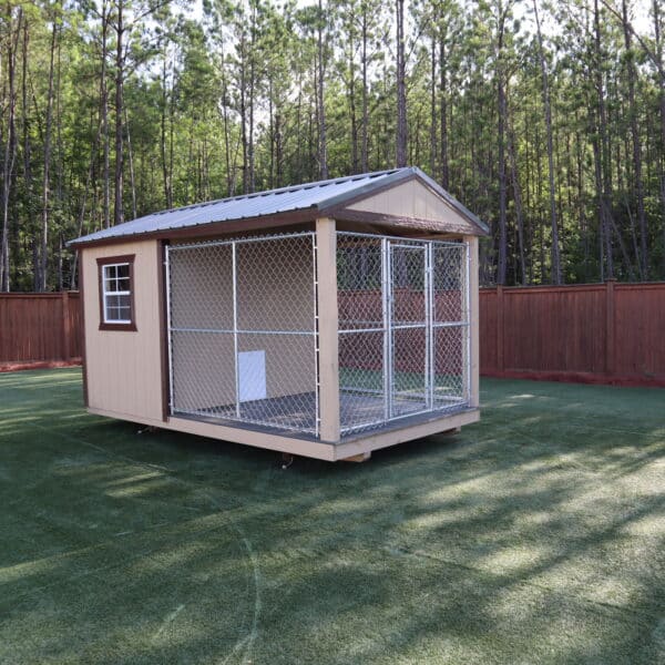 OutdoorOptions Eatonton Georgia 31024 8X14 CreamBrown DogKennel 4 Storage For Your Life Outdoor Options Sheds