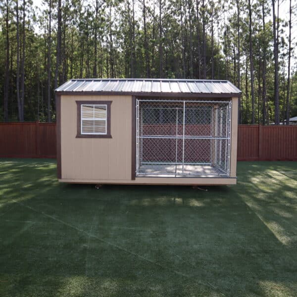 OutdoorOptions Eatonton Georgia 31024 8X14 CreamBrown DogKennel 5 Storage For Your Life Outdoor Options Sheds