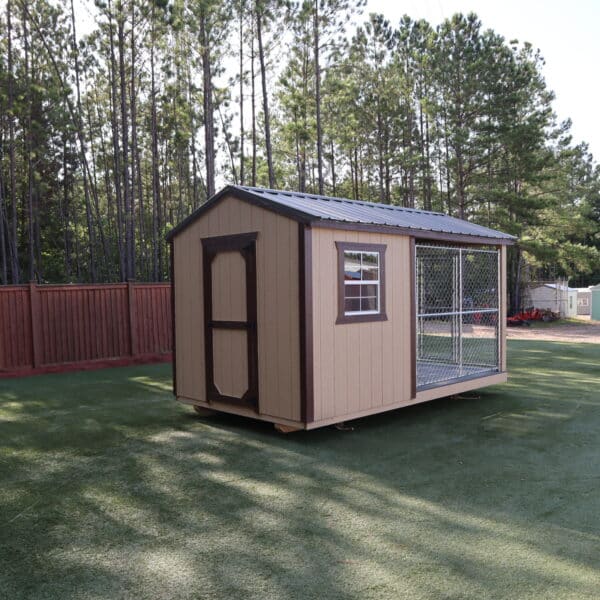 OutdoorOptions Eatonton Georgia 31024 8X14 CreamBrown DogKennel 6 Storage For Your Life Outdoor Options Sheds