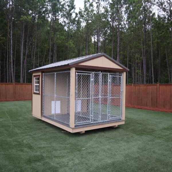 OutdoorOptions Eatonton Georgia 31024 8x12 TanBrown DogKennel 3 scaled Storage For Your Life Outdoor Options Sheds