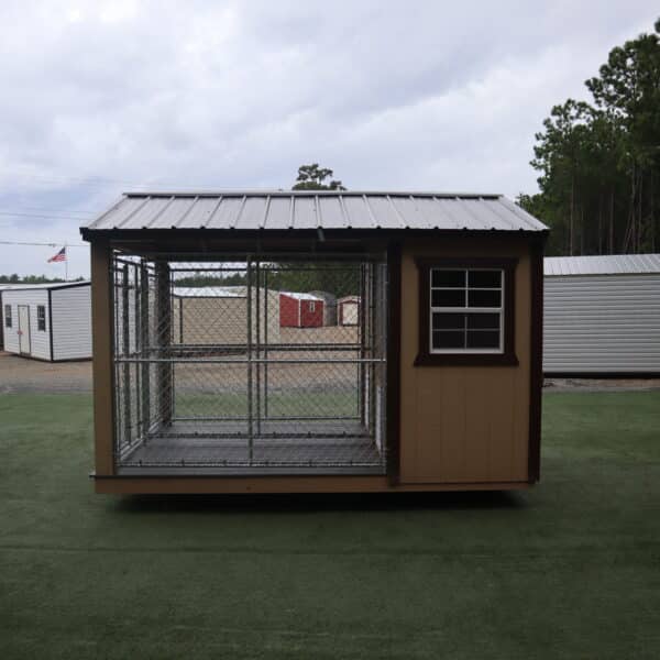 OutdoorOptions Eatonton Georgia 31024 8x12 TanBrown DogKennel 8 scaled Storage For Your Life Outdoor Options Sheds