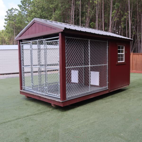 OutdoorOptions Eatonton Georgia 31024 8x14 Red DogKennel 1 scaled Storage For Your Life Outdoor Options Sheds