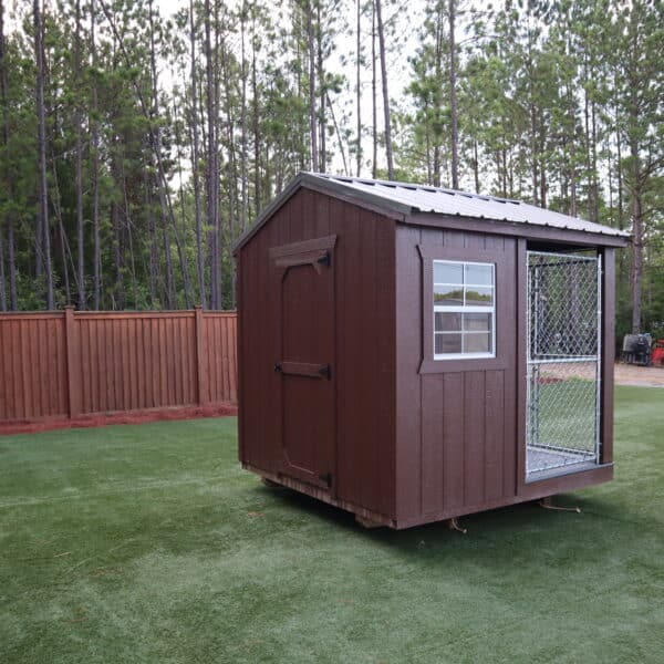 OutdoorOptions Eatonton Georgia 31024 8x8 Brown DogKennel 6 Storage For Your Life Outdoor Options Animal Buildings