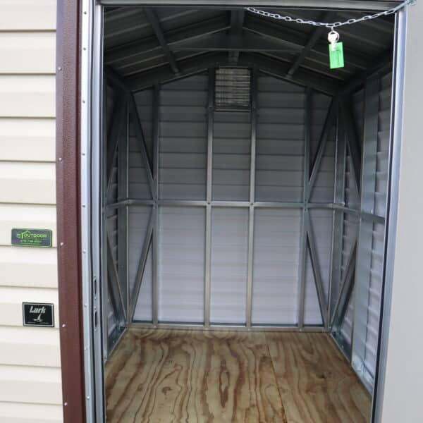 OutdoorOptions Eatonton Georgia 31024 6x8 TanBrown LarkIII 1 scaled Storage For Your Life Outdoor Options Sheds