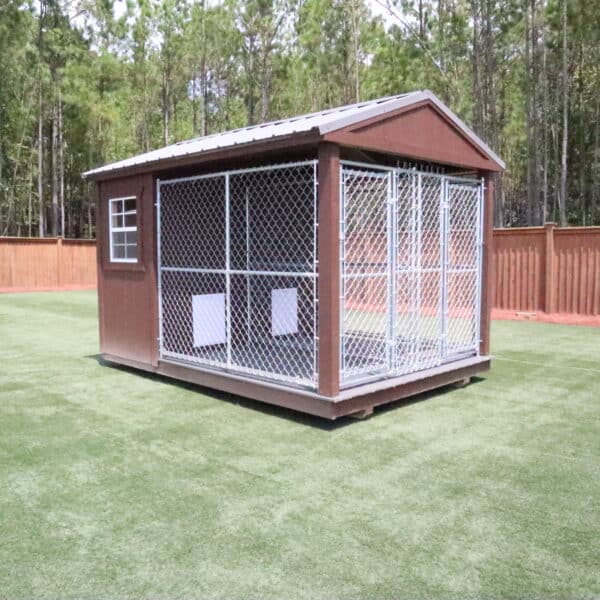 OutdoorOptions Eatonton Georgia 31024 8x12Brown DogKennel 6 scaled Storage For Your Life Outdoor Options Sheds