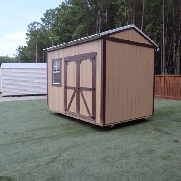 OutdoorOptions Eatonton Georgia 31024 8x12 TanBrown GardenShed 3 scaled Storage For Your Life Outdoor Options Sheds