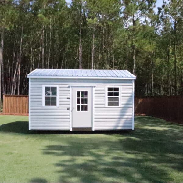 OutdoorOptions Eatonton Georgia 31024 12x16 GrayWhite BoxedEave 3 scaled Storage For Your Life Outdoor Options Sheds