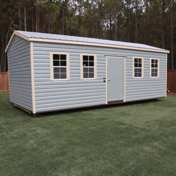 BoxedEave12x24LtBlueTan 2 Storage For Your Life Outdoor Options Sheds