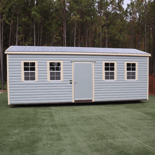 BoxedEave12x24LtBlueTan 3 Storage For Your Life Outdoor Options Sheds